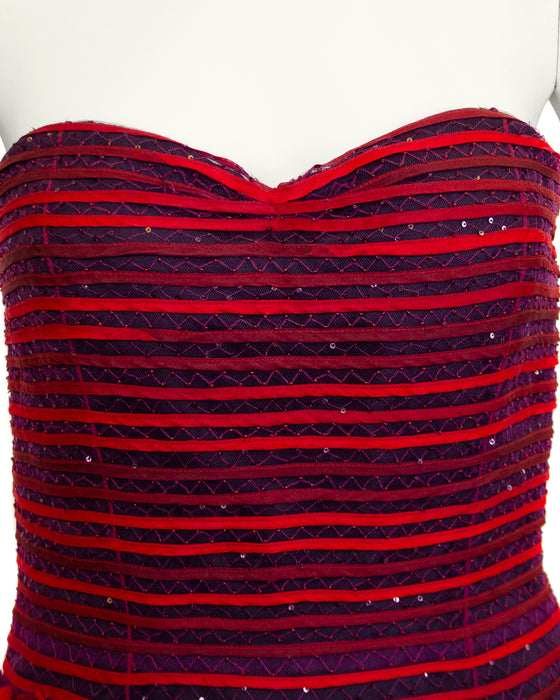 Red and Black Fall 2009 Strapless Cocktail Dress