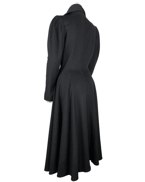 Black Wool Princess Style Coat