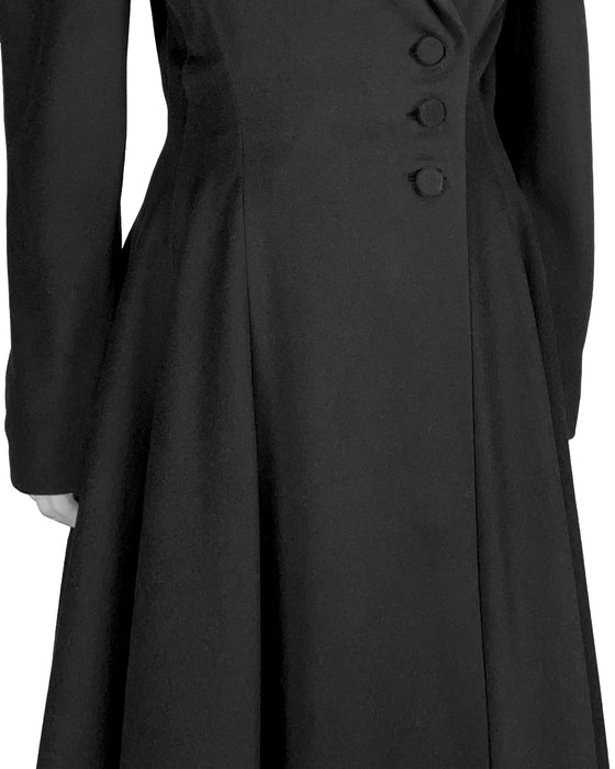 Black Wool Princess Style Coat