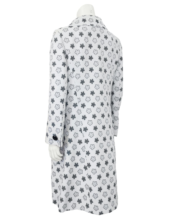 Grey and White Floral Jacquard Coat