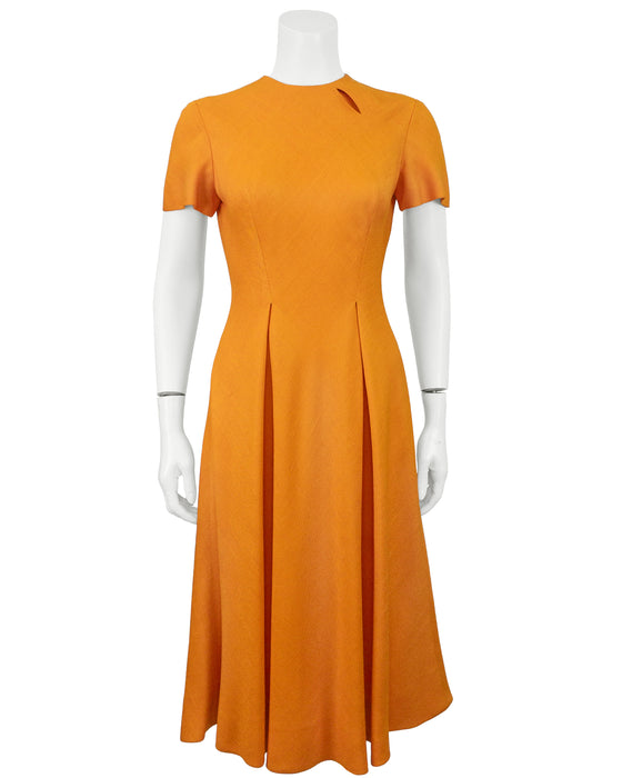 Orange Linen Dress with Signature Scarf Slit