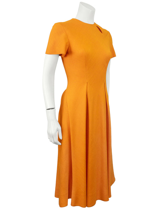 Orange Linen Dress with Signature Scarf Slit