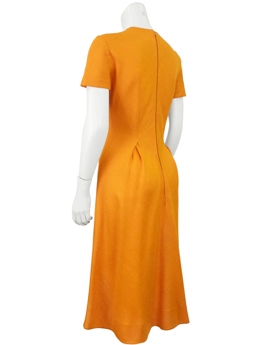 Orange Linen Dress with Signature Scarf Slit