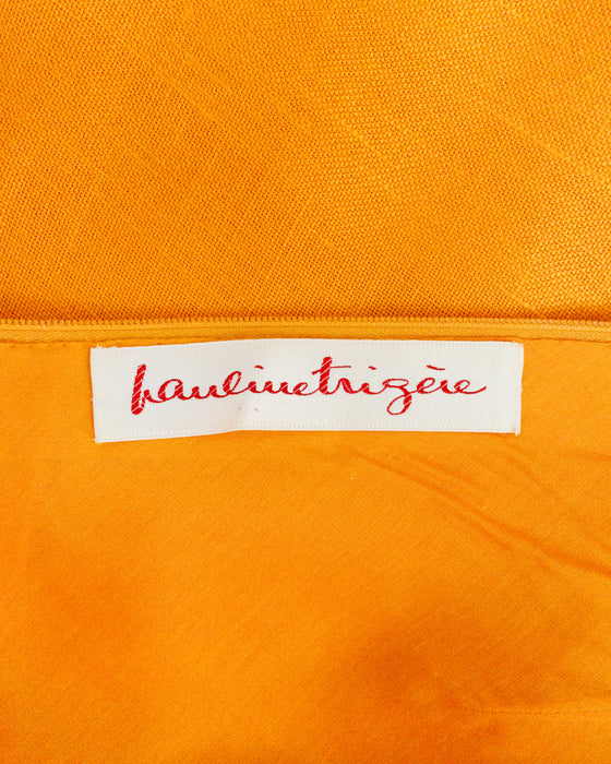 Orange Linen Dress with Signature Scarf Slit