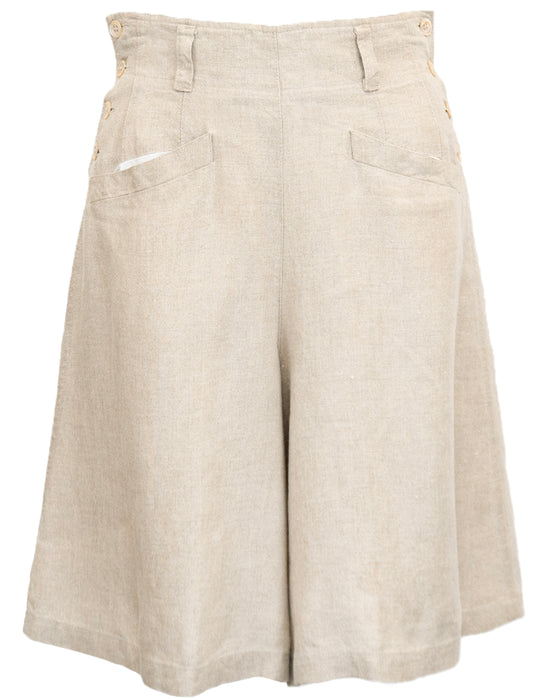Beige MaxMara Penny Black Linen Safari Jacket and Short Ensemble