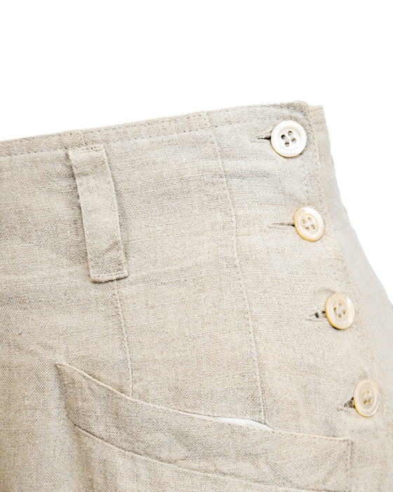 Beige MaxMara Penny Black Linen Safari Jacket and Short Ensemble