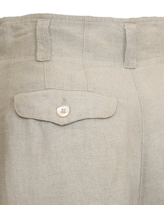 Beige MaxMara Penny Black Linen Safari Jacket and Short Ensemble