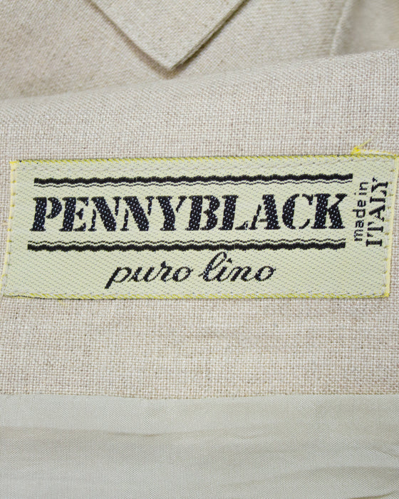 Beige MaxMara Penny Black Linen Safari Jacket and Short Ensemble