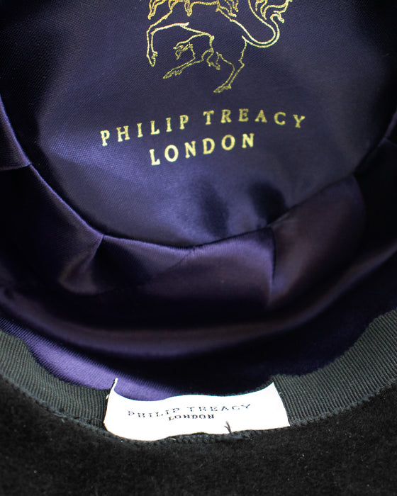 Black Asymmetrical Hat with Feathers