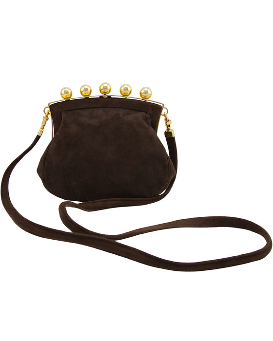 Phillippe Model Paris Brown and Gold Embroidered Suede Mini Bag