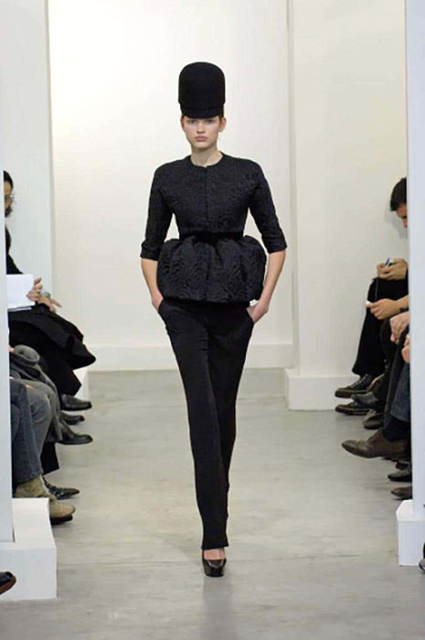 Black Brocade Fall 2006 Jacket with Exaggerated Peplum