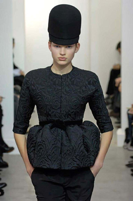 Black Brocade Fall 2006 Jacket with Exaggerated Peplum
