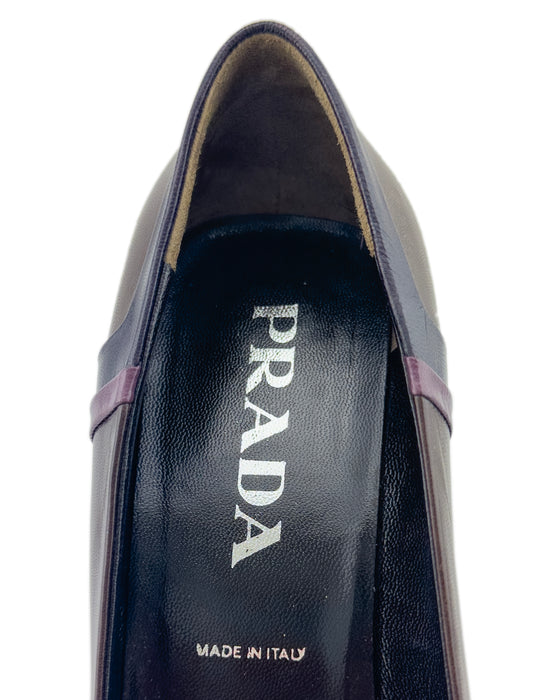 Brown and Purple Leather Pumps