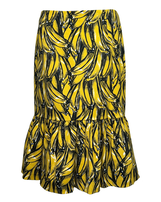 Yellow Banana Flared Peplum Skirt