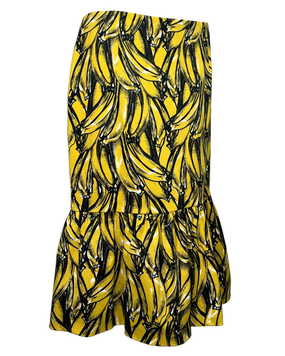 Yellow Banana Flared Peplum Skirt