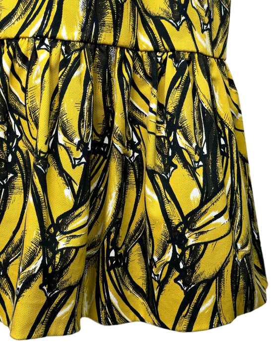 Yellow Banana Flared Peplum Skirt
