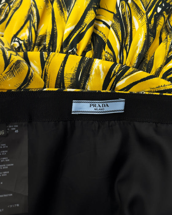 Yellow Banana Flared Peplum Skirt