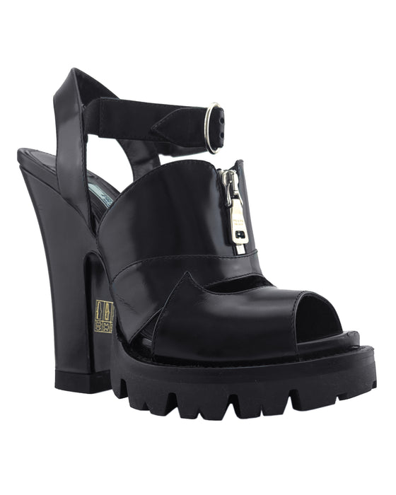 Black Leather Fall 2013 Runway Heeled Sandals