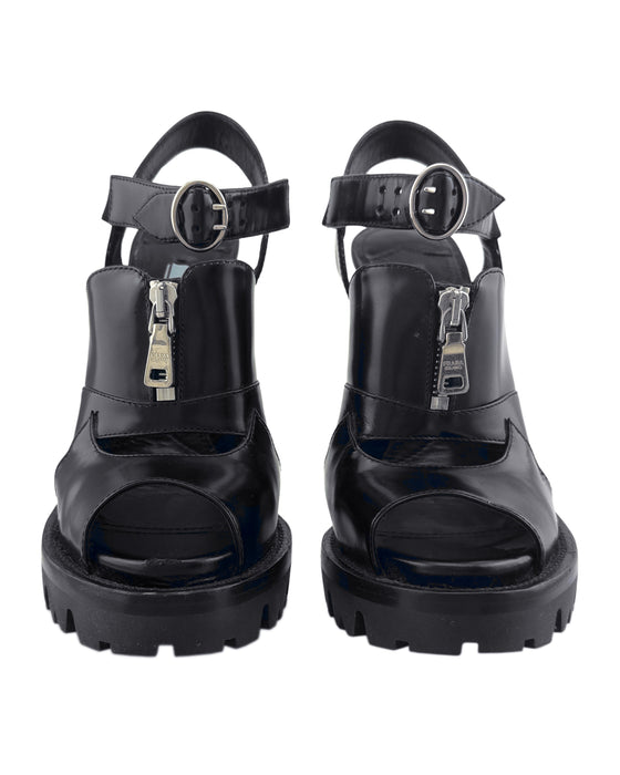 Black Leather Fall 2013 Runway Heeled Sandals