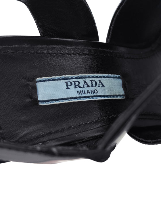 Black Leather Fall 2013 Runway Heeled Sandals