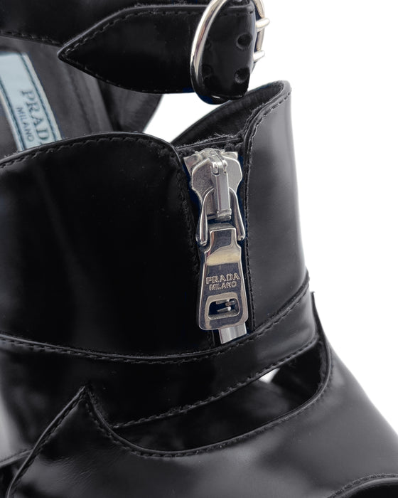 Black Leather Fall 2013 Runway Heeled Sandals