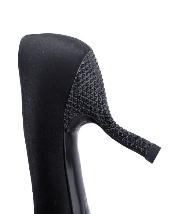 Black Satin Pumps with Jewels and Studded Heels