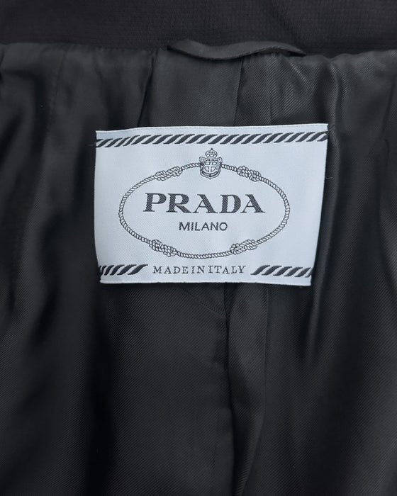 Black Wool Crepe Jacket and Skirt Set