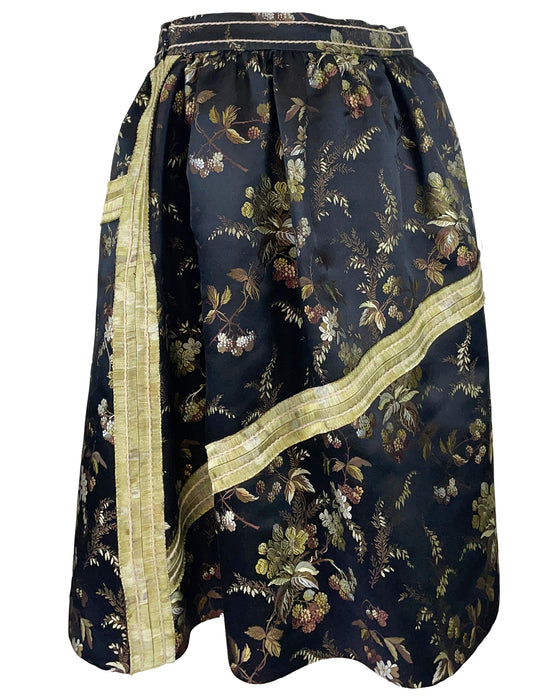 Black and Green Floral Brocade Skirt