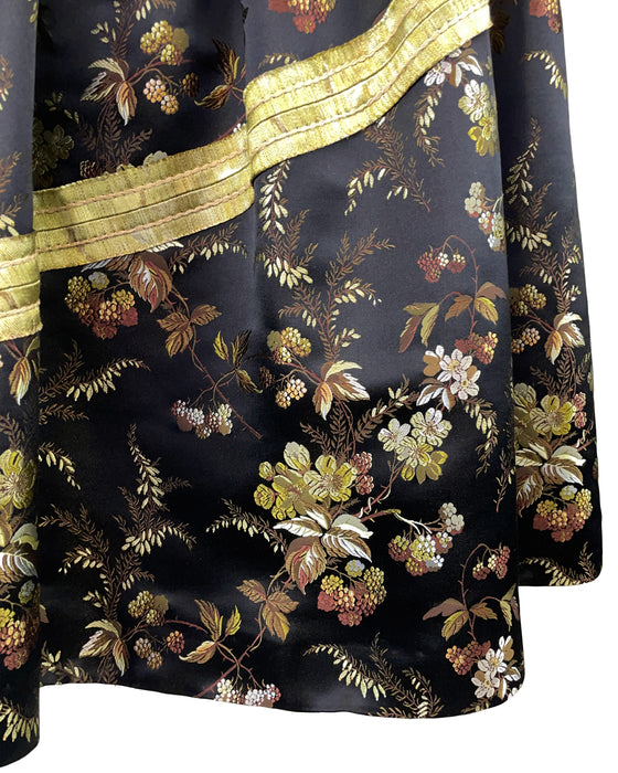 Black and Green Floral Brocade Skirt