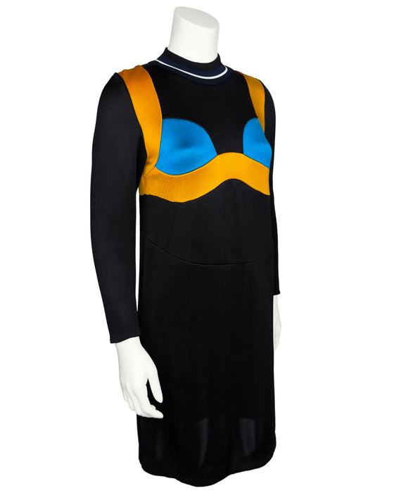 Black Knit Dress with Trompe L'oeil Bra Detail