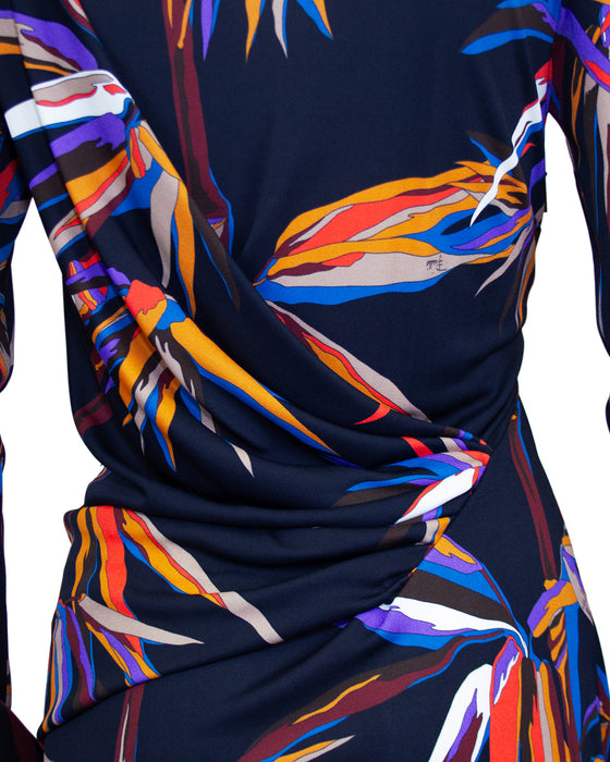 Black Dress with Birds of Paradise Print