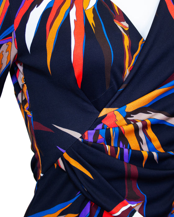 Black Dress with Birds of Paradise Print