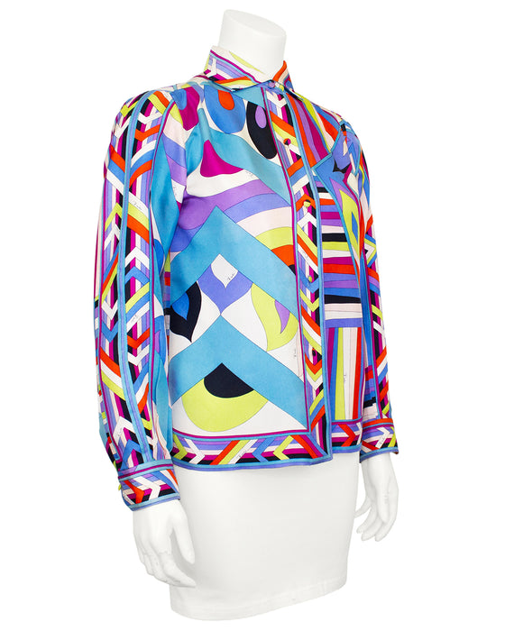 Rainbow Geometric Printed Silk Shirt