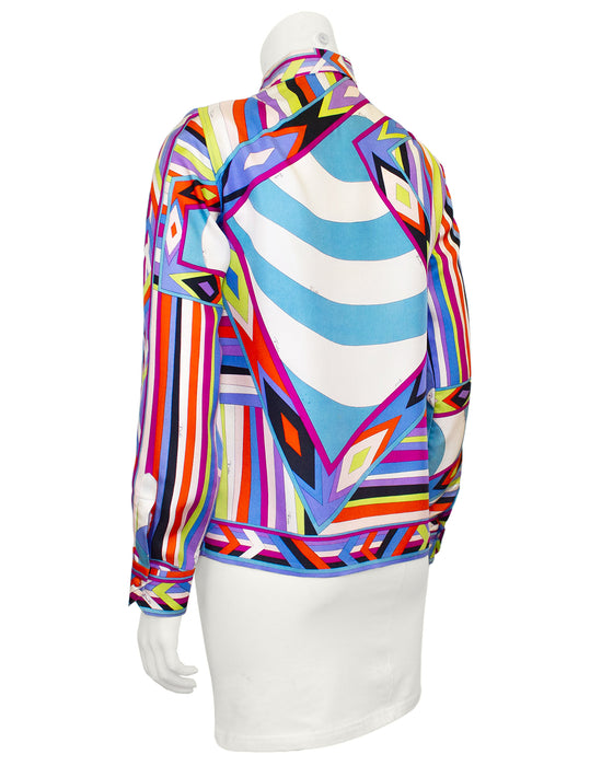 Rainbow Geometric Printed Silk Shirt