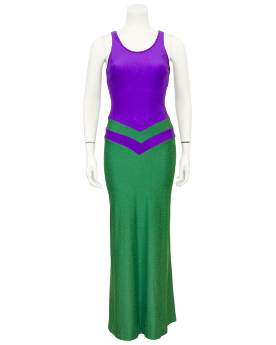 Purple and Green Cut-Out Mod Gown