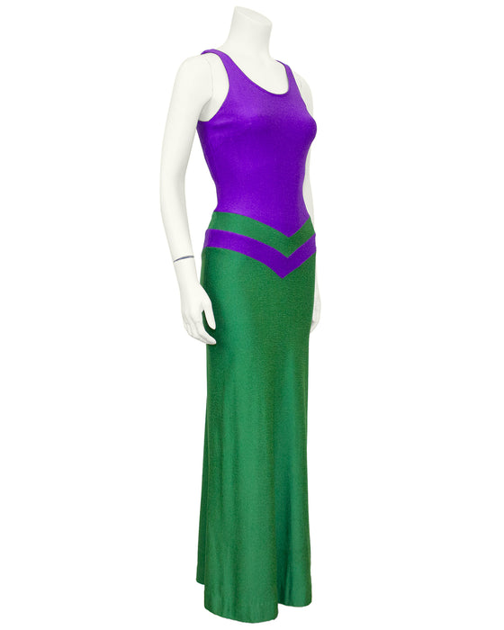 Purple and Green Cut-Out Mod Gown
