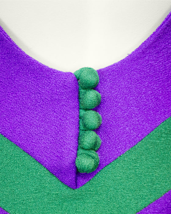 Purple and Green Cut-Out Mod Gown