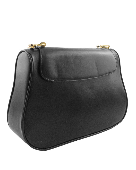 Black Leather and Velvet Shoulder Bag
