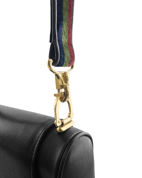Black Leather and Velvet Shoulder Bag