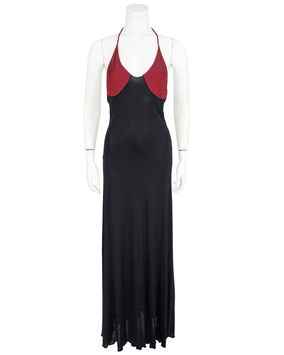 Black and Burgundy Slip Style Gown