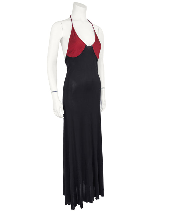 Black and Burgundy Slip Style Gown