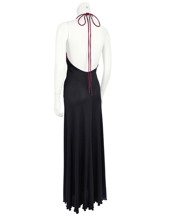 Black and Burgundy Slip Style Gown