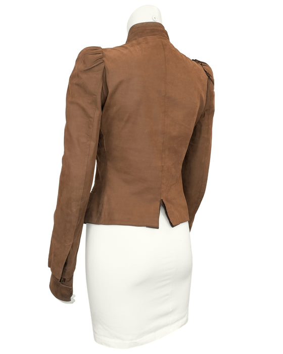 Brown Suede Bomber Jacket