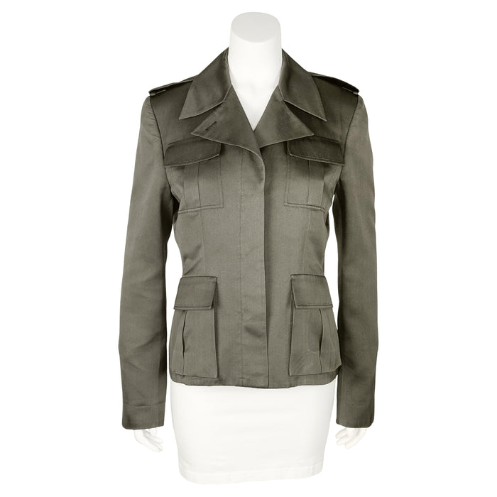 Green Cotton Safari Style Jacket
