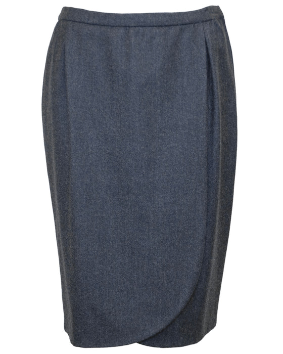 Grey Skirt Suit with Black Velvet Collar