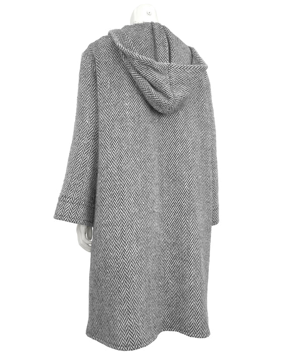 Black and White Herringbone Swing Coat