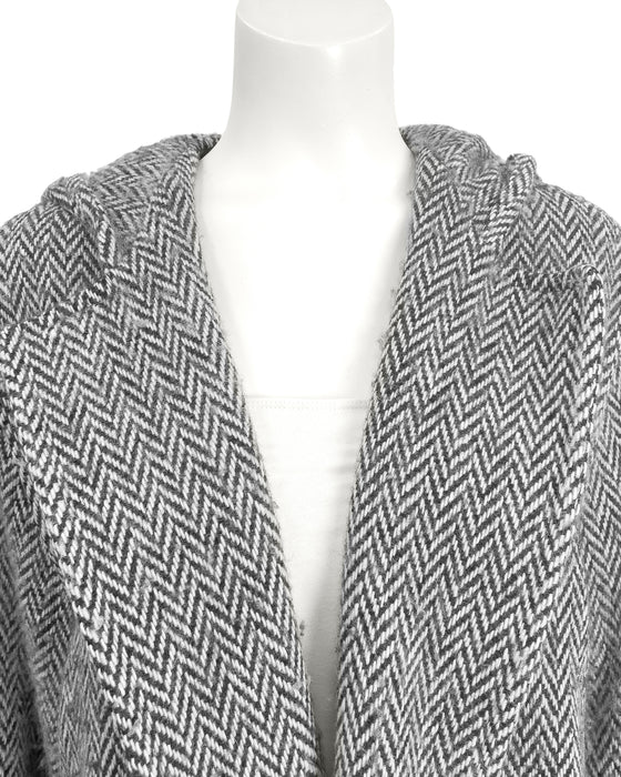 Black and White Herringbone Swing Coat