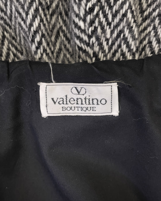 Black and White Herringbone Swing Coat