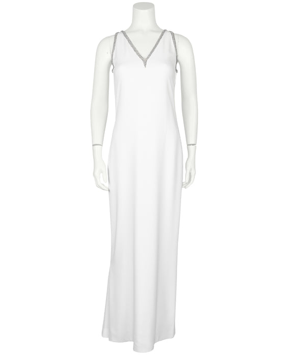 White Silk and Rhinestone Gown