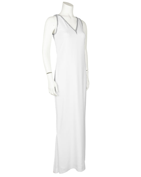 White Silk and Rhinestone Gown